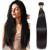 Salharer Ciocche di capelli veri da cucire, ciocche di capelli umani lisci a doppia trama, ciocche singole, capelli Remy, colore #1B nero naturale, per donna, 81,3 cm