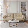 JIEXI Divano letto futon convertibile a 3 posti, moderno in tessuto, con 3 angoli regolabili, 180 cm, per soggiorno, letto per gli ospiti con gambe in legno, resistente, 230 kg, beige (170 cm, beige)
