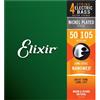 Elixir 14102 Nanoweb Medium 050/105 Muta 4 Corde per Basso Elettrico Stainles...