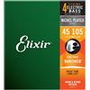Elixir 14077 Nanoweb Light Medium 045/105 Muta 4 Corde per Basso Elettrico St...