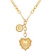 HETICA Collana massiccia placcata in oro da donna con ciondolo a forma di cuore, collana rotonda con ciondolo a forma di sole