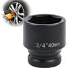 Sunkoo Chiave a bussola esagonale, 40 mm, avvitatore a percussione da 3/4, in acciaio al cromo molibdeno, per cambio ruota e officina