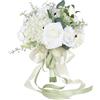 FEILUOYI Bouquet da sposa, bouquet da damigella d'onore, bouquet da sposa artificiale, rosa bianca, per chiesa, decorazione per la casa