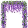 Sggvecsy Ghirlanda di glicine artificiale, da appendere, in rattan, in seta, per casa, giardino, esterni, matrimoni, feste, cerimonie, per un totale di 10 m (viola)