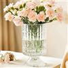 BLOFLO STU BLOFLO Vaso in vetro goffrato da 17,8 cm, con piedistallo, vaso per bouquet in vetro idroponico, vaso trasparente per casa, ufficio, matrimonio, tavolo da pranzo e feste (motivo scanalato)