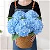 JINWOE Fiori blu, ortensie artificiali, 5 pezzi, 50 cm, grandi ortensie artificiali in seta, fiori finti completi per bouquet, centrotavola, matrimoni, interni e casa