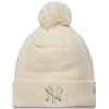New Era New York Yankees Berretto a maglia da donna con risvolto metallico beige chiaro