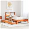 Vidaxl Letto Libreria senza Materasso Marrone Cera 90x200 cm in Pino