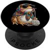 Vintage Retro Knitting Cute Lover Women Frog Anfibio Granny Square Crochet Yarn Crochet Lover PopSockets PopGrip Adesivo