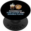 Iced Lattes And Double Plays Co. Alimentato da latte ghiacciato e doppio gioca a baseball mamma PopSockets PopGrip Adesivo