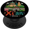 China Souvenir Gift Regalo disegnato a mano del punto di riferimento del souvenir di viaggio della Cina di Xian PopSockets PopGrip Adesivo