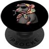 Vintage Retro Knitting Cute Lover Women Filato quadrato per uncinetto con topo nonna carino PopSockets PopGrip Adesivo