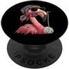 Vintage Retro Knitting Cute Lover Women Flamingo Animal Granny Square Crochet Yarn Crochet Lover PopSockets PopGrip Adesivo