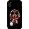 Vintage Retro Knitting Cute Lover Women Custodia per iPhone X/XS Dachshund Dog Doxie Granny Square Crochet Yarn Crochet