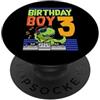 Matching Aesthetic Birthday Boy Merch Co 3 anni compleanno ragazzo musica DJ T-Rex dinosauro festa a tema PopSockets PopGrip Adesivo