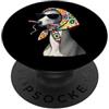 Vintage Retro Knitting Cute Lover Women Greyhound Italian Greyhound Granny, filato quadrato all'uncinetto PopSockets PopGrip Adesivo