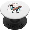Rex Tide Co Palma tropicale T Rex dinosauro retrò estate spiaggia PopSockets PopGrip Adesivo