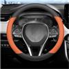 SMLZZC Coprivolante Auto Per Toyota Per RAV4 Per RAV-4 2019 2020 2021 2022 2023 2024 2025 Coprivolante In Pelle Intrecciata Per Auto Coprivolanti(Black orange)