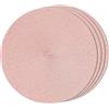 Generic Juego de 6 manteles Individuales Redondos Trenzados para mesas de Comedor, Lavables, Antideslizantes, 38 cm, Rosa-Ling