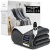 Get Trend Coperta Elettrica Matrimoniale 150x200 cm, Plaid Riscaldante in Pile Sherpa, 9 Livelli, Timer 12 Ore, Riscaldamento Elettrico Rapido, Idea Regalo Cosy (Grigio Scuro, Doppio EU)