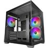 Mars Gaming MC-VIEW3, Case PC MicroATX, Vetro Temperato Panoramico, 3x Ventole ARGB 120mm, Doppia Camera, Supporto Raffreddamenti Liquidi fino a 240mm, Mini-tower Compatto con USB-C, Nero