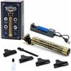 EMPOTEC Rasoio Elettrico Barba Tagliacapelli Rifinitore Regolabarba a Batteria Ricaricabile con Base Ricarica Vintage Lama Acciaio al Manganese Potenza 7W Autonomia 70 min. + 4 Pettinini