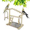 RoseFlower Supporto per Uccelli in Legno, Parco Giochi/Palestra/Set di Giocattoli, Trespolo per Pappagalli, Supporto per Pappagallo Portatile da Tavolo, con Posatoi, Tazza di Alimentazione, Vassoio#9