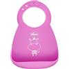 Chicco Bavaglina Rigida Easy Roll, in Morbido Silicone, Pratica, Impermeabile, Facile da Pulire, Colletto Regolabile, con Ampia Tasca, 6 Mesi+, Rosa
