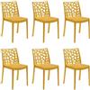 GLOUPIE Set 6 Sedie Matrix In Polipropilene Senape, 55x47x82 Cm,Peso 4 Kg,Per Interno Ed Esterno,Made In Italy,Impilabili