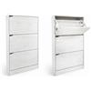 MA MAISON Scarpiera Slim Legno Venato - Salvaspazio, Antigraffio, Resistente all'umidità, Ante Ribalta, Compatta, Versatile, d'Arredo, Camera da Letto, Ingresso, Organizer - (Bianco, 63X24X115h CM)