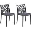 GLOUPIE Set 2 Sedie Matrix In Polipropilene Nero, 55x47x82 Cm,Peso 4 Kg,Per Interno Ed Esterno,Made In Italy,Impilabili
