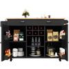 Azkoeesy Isola della cucina su ruote, 102 × 45 × 92 cm, carrello da cucina, carrello da portata, porta vino, porta asciugamani, 2 cassetti, portaspezie, tavolo da pranzo multifunzionale (nero)