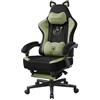 GTPLAYER Carina sedia da gioco con tessuto di velluto, sedia da gioco ergonomica, con orecchie di gatto, memory foam e poggiapiedi, 150 kg, verde