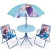 CARTOON Set Giardino Bambini Frozen Disney con 2 Sedie Tavolino e Ombrellone Tavolo Mare Pieghevole con Elsa Anna Olaf Sedie 35x38x52 cm Portata 30 kg Età 3+