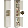 SONGMICS HOME Mobiletto da Bagno Stretto, Snapsemble Montaggio Rapido, Mobile Compatto con Ripiani Regolabili per Soggiorno, Ingresso, 30 x 30 x 170 cm, Bianco Vintage BBC667WJ01