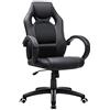 SONGMICS Sedia da Ufficio Girevole, Altezza Regolabile, Poltrona da Gaming, Sedia da Computer, con Meccanismo di Inclinazione, Nero OBG56B