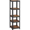 SONGMICS Scaffalatura, 37 x 37 x 150 cm, Capacità di Carico di 400 kg (80 kg per Ogni Ripiano), Scaffale Industriale, Ripiani Regolabili, per Soggiorno, Cucina, Marrone Vintage e Nero GLR037B01