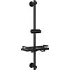 Görbach Asta Doccia in Acciaio Inox con Supporto Soffione Regolabile per Adattarsi ai Fori Esistenti, Adatto per Doccette Standard, Saliscendi Doccia 70 cm con Mensola Nero