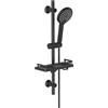 Görbach Asta Doccia Nera 70 cm Colonna Doccia INOX a Parete con Doccetta a 3 Getti e Porte-Savon,Staffe di Fissaggio Regolabili, Senza Miscelatore,Con Tubo Flessibile Doccia 150 cm (HBD12MB)