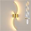 Goeco Applique LED da Parete Interni, 32W 80 CM Luci da Parete Dimmerabile Lunga con Telecomando 3000K-6500K con 2 Luminosi Ondulati per Soggiorno, Camera da Letto, Dorato