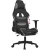 vidaXL Sedia da gaming vidaXL con poggiapiedi, tessuto nero e grigio chiaro