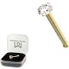 Monster Piercing 9K giallo oro artiglio imposta 1,5 millimetri rotonda pietra CZ 22 Gauge naso osseo naso Stud Piercing