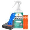 Halldeli Spray Rimuovi Colla 300ml, potente rimuovi colla e sciogli silicone con raschietto e panno, adesivo rimuovi silicone elimina etichette, nastro, adesivi da vetro, plastica, auto, tappeti 120ml
