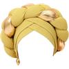 Vsadsau Copricapo da donna a turbante intrecciato, elastico, stile africano, per feste, Giallo, Taglia unica