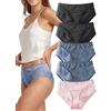 Hialegion Slip Donna Pizzo Intimo Patchwork Pizzo Senza Cuciture per Mutandine Donna Seta Lucida Mutandine Femminili Multipack L