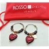 Rosso Prezioso ORECCHINI DONNA CUORI ROSSO PREZIOSOSO PENDENTI PIETRA ROSSA E CUORE IN ORO ROSA