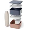 monbento - Grande Portapranzo Square blu/rosa Made in France - 2 Contenitori Pranzo Ermetici, Compatibili con Microonde e Lavastoviglie - Lunch Box Ideale per Ufficio/Picnic/Meal Prep - Senza BPA