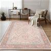 GENIMO Tappeto Boho Vintage, Tappeto Lavabile in Lavatrice e Antiscivolo per Interni, Peluche Corto 120x170 cm per Soggiorno, Camera da Letto, Cucina,Motivo Persiano Moderno, Rosa Antico e Crema