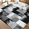 Alishomtll Tappeto da soggiorno 160 x 230 cm, a pelo corto, per camera da letto, moderno, geometrico, antiscivolo, lavabile, morbido, durevole, grande, rettangolare, nero e grigio