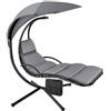Arreditaly Sdraio Sospesa Con Ombrellone Parasole Integrato E Cuscino Imbottito Ergonomica Amaca Da Giardino In Acciaio E Poliestere Per Esterno Terrazzo E Bordo Piscina 195 x 132 x 197 Cm Grigio